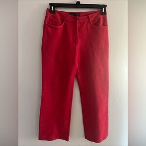 Shin Choi Cotton/Spandex Red Holiday Straight Wide Leg Pant Size 6